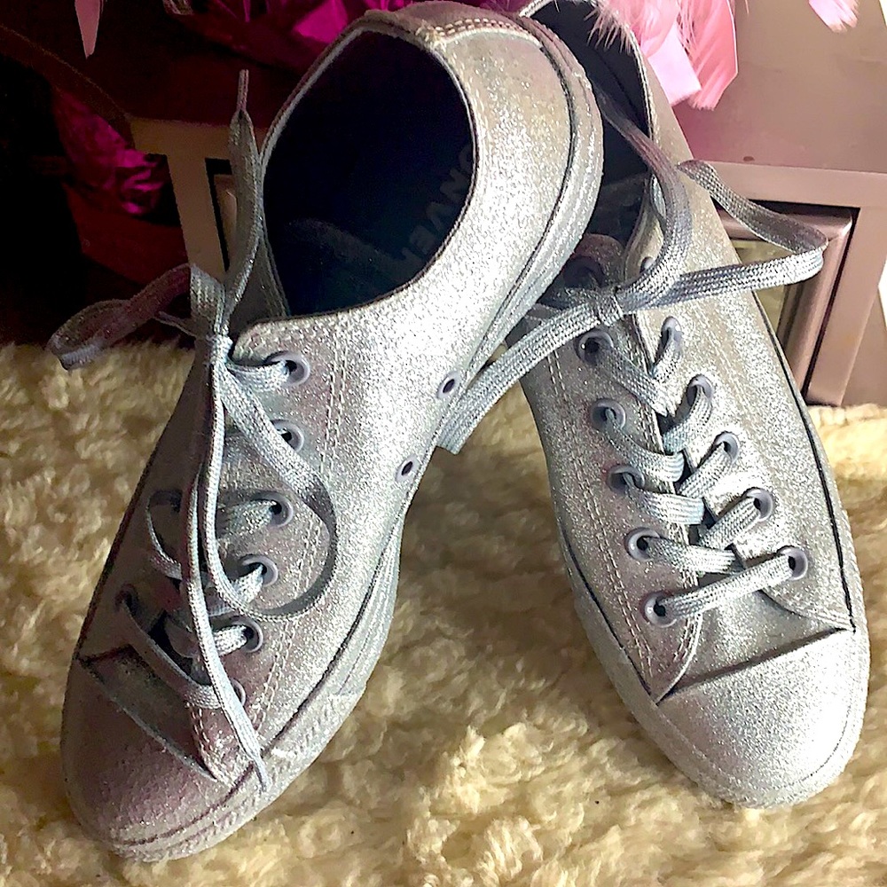 Converse Silver glitter sneakers,  size 10